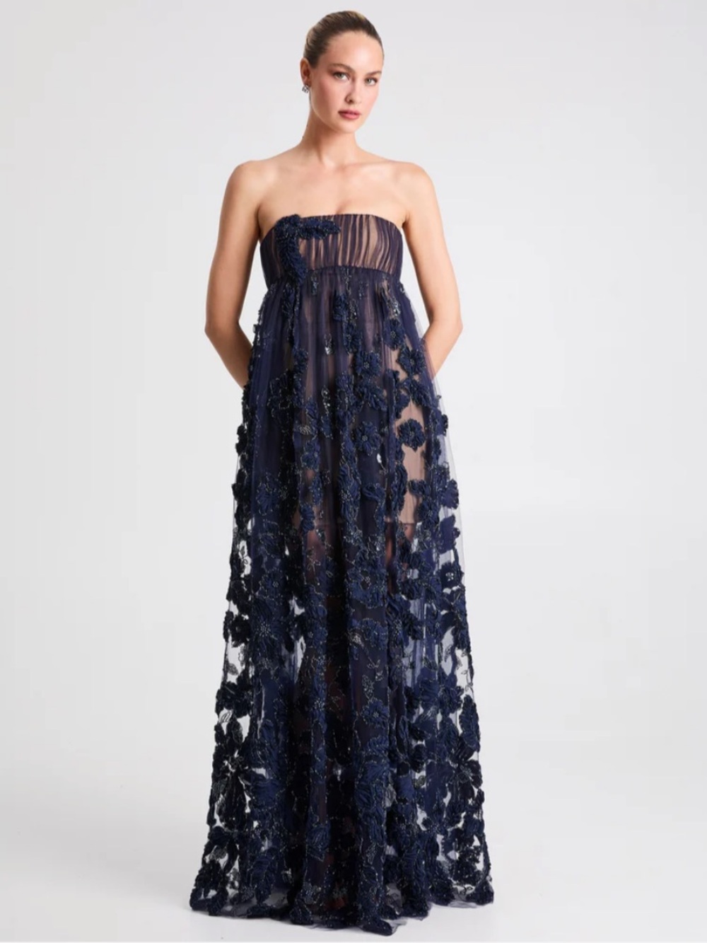 Helsi Beatrice Navy Strapless Embellished Evening Gown